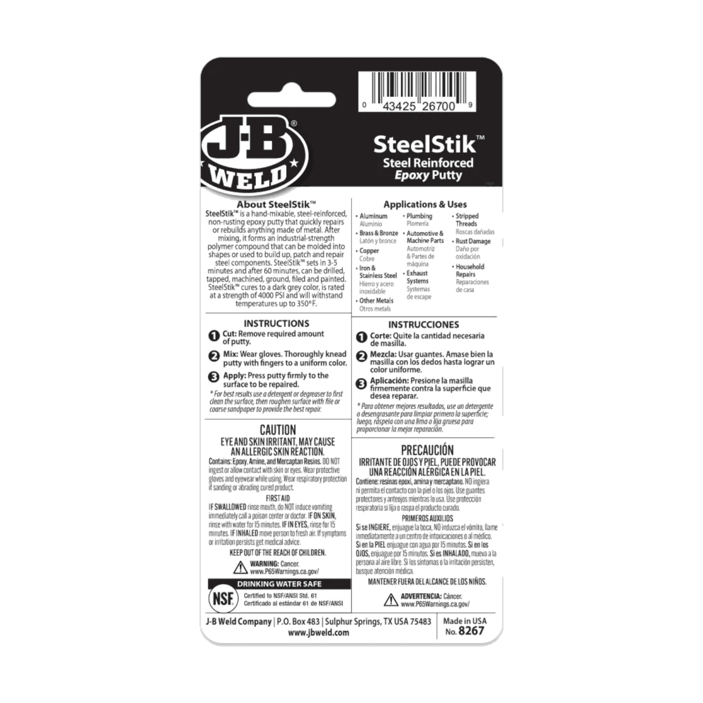 JB Weld SteelStik Steel Reinforced Epoxy Putty Stick 57g Metal Repair Compound - J-B WELD - 8267 image 6