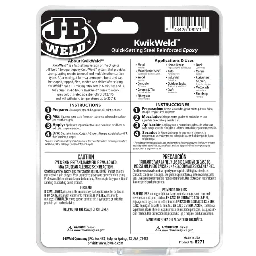 J-B Weld KwikWeld Two-Component Epoxy Adhesive 284g 8271 - J-B WELD - 8271 image 7