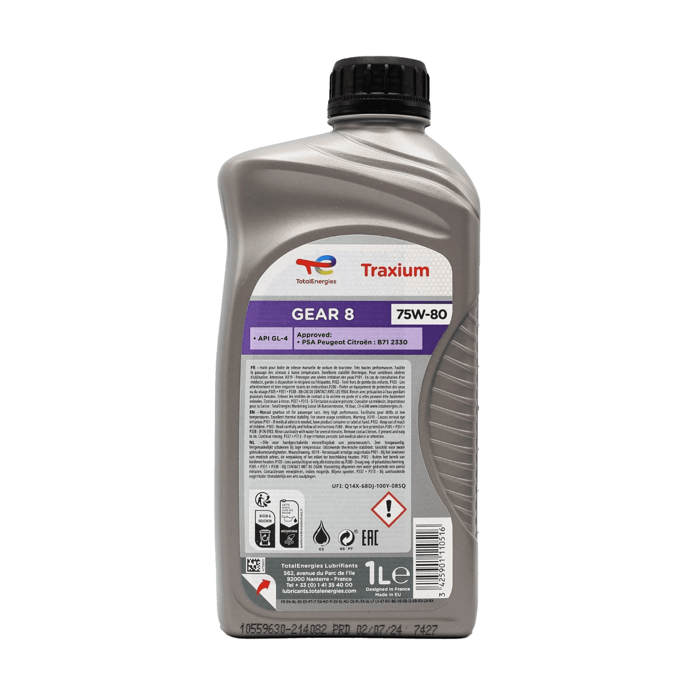 TotalEnergies Traxium Gear 8 75W-80 1L Manual Transmission Oil API GL-4 PSA B71 2330 - TotalEnergies - 214082 image 2