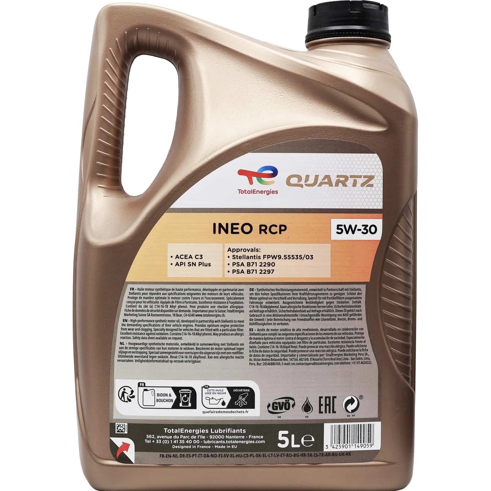 TotalEnergies Quartz Ineo RCP 5W-30 5L 231089 – Advanced Synthetic Engine Oil - TotalEnergies - 231089 image 2